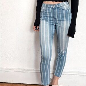 NWT Rsq Jeans High Rise Ankle Skinny‎ Striped Denim Size 00